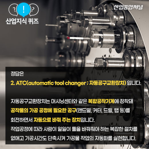 [산업지식퀴즈]머시닝센터 툴 자동화 장치는? - 산업종합저널 동향