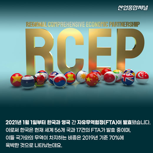 [카드뉴스] 한국 올해 FTA 발효국과의 무역 비중 77% 이상 전망 - 산업종합저널 정책
