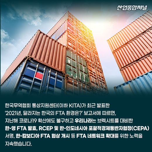 [카드뉴스] 한국 올해 FTA 발효국과의 무역 비중 77% 이상 전망 - 산업종합저널 정책