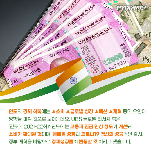 [카드뉴스] 인도, 아시아 중 올해 경제 회복 가장 빠를 듯 - 산업종합저널 동향