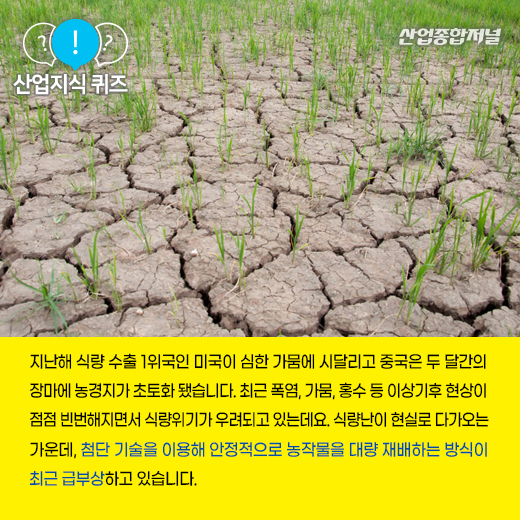 [산업지식퀴즈] 첨단 기술을 농업의 전 과정에 적용하는 이것은? - 산업종합저널 기타