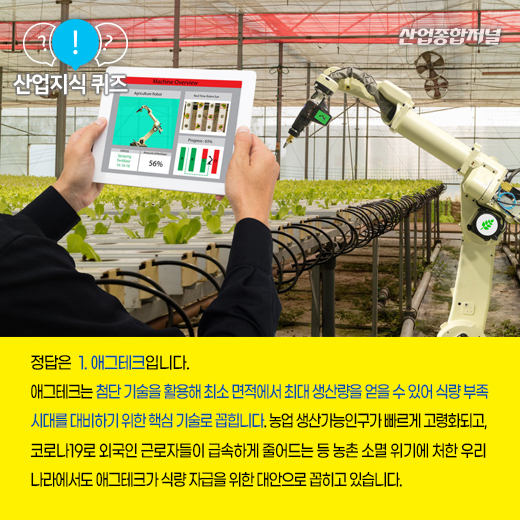 [산업지식퀴즈] 첨단 기술을 농업의 전 과정에 적용하는 이것은? - 산업종합저널 기타