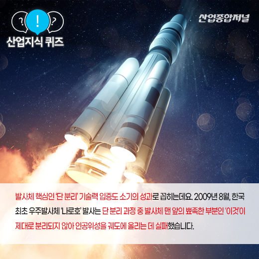 [산업지식퀴즈] 우주발사체에서 인공위성을 보호하는 덮개는? - 산업종합저널 부품