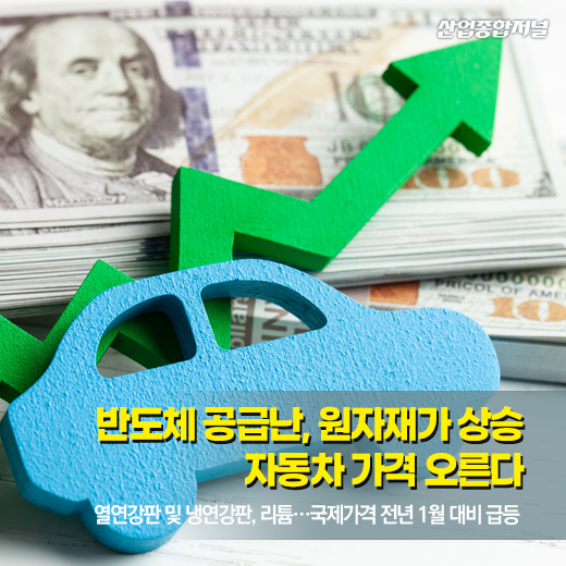 [카드뉴스]반도체 공급난, 원자재가 상승…자동차 가격 오른다 - 산업종합저널 동향