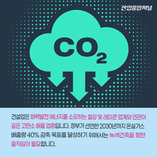 [카드뉴스] 건설업계, 녹색건축으로 탄소중립 실현 - 산업종합저널 동향