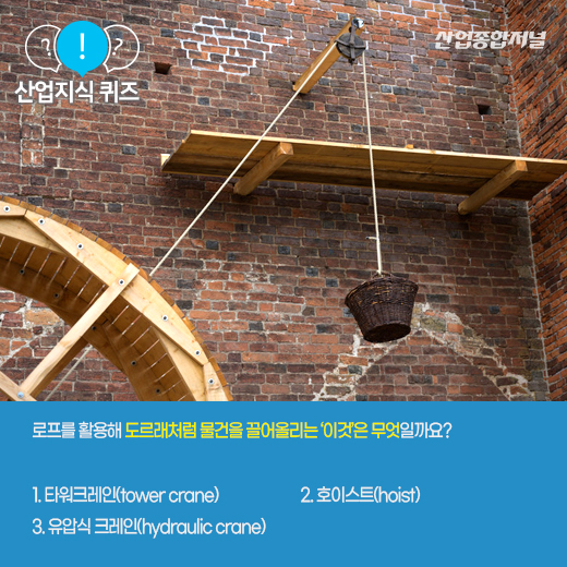 [산업지식퀴즈]도르래처럼 무거운 소형 화물을 들어 올리는 기계는? - 산업종합저널 기계
