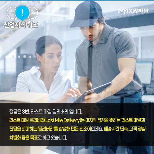 [산업지식퀴즈]물류, IT 기술을 접목한 물품 배송 전 과정을 포함하는 단어는? - 산업종합저널 동향