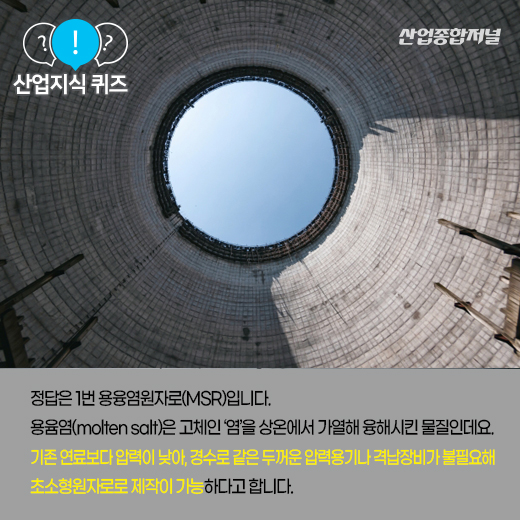 [산업지식퀴즈] 안전성 높아 4세대 원자로로 불리는 ‘이것’은? - 산업종합저널 동향