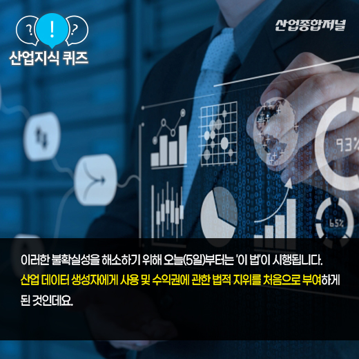 [산업지식퀴즈] 산업 데이터, 생성자에게 사용 및 수익권 부여하는 이 법은? - 산업종합저널 동향