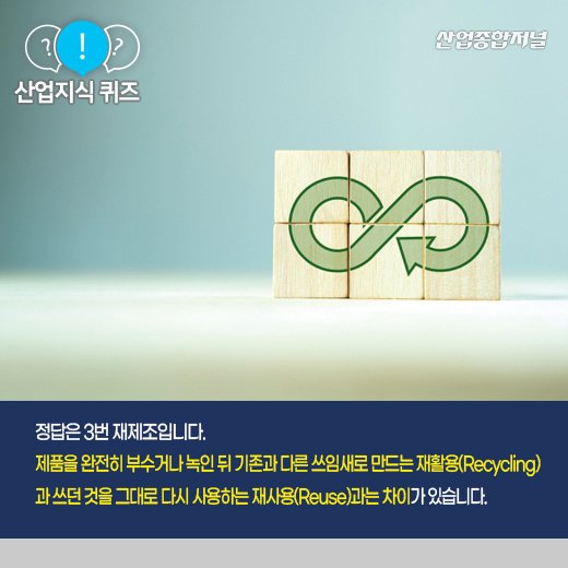 [산업지식퀴즈] 폐기 제품, 새 것과 비슷한 성능으로 다시 만드는 ‘이것’은? - 산업종합저널 동향