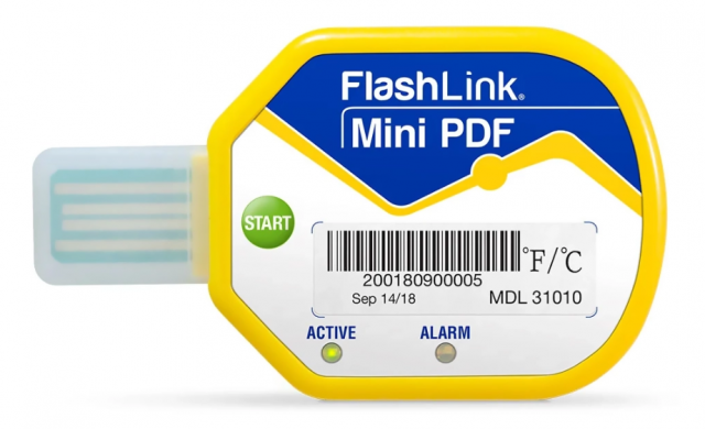FlashLink® Mini PDF In-Transit Logge 85day(1회용 온도 데이터 로거)