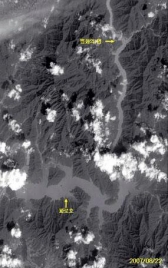 아리랑 1호가 촬영한 북한홍수 위성영상