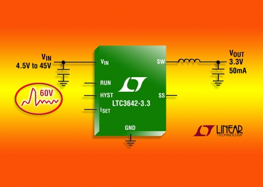 리니어 테크놀로지, 45V 50mA 싱크로너스 벅 컨버터 출시
