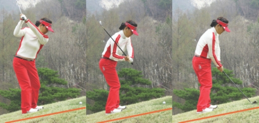 박금숙 프로의 경사에서의 아이언 샷 - 2 