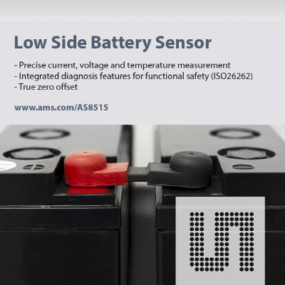 ams, 자동차 배터리 감지를 위한 집적 솔루션 AS8515 출시