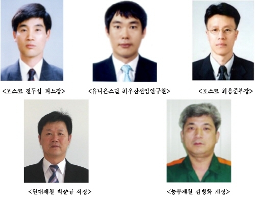 철강기능상에 포스코 전두섭 파트장 등 5명 수상