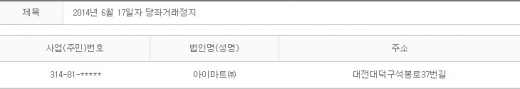 2014년 6월17일 당좌거래정지