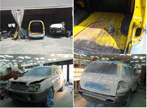 주택가 옆에서 버젓이 자동차 불법 도색