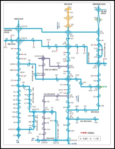 추석 전후 도심·고속도로 교통상황 전망