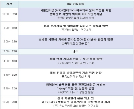 바이오(생체)인식 적용기술 및 상용화방안 세미나