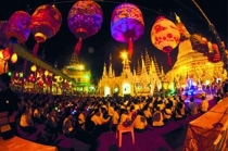 미얀마 연등행사 LED로 교체