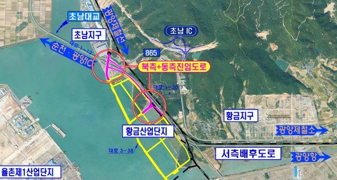 광양 황금산단 진입도로 공사, 분양 기반 조성