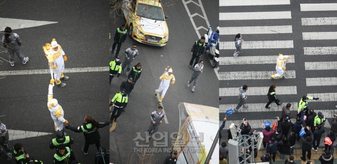 [포토뉴스] 추위녹인 평창동계올림픽 성화봉송, 평창까지 달려