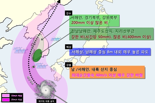 태풍 솔릭(SOULIK) 북상, 전국 태풍 영향권