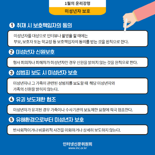 인터넷신문위원회, 이달의 윤리강령 ‘미성년자 보호’