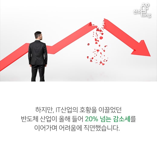 [카드뉴스] 국내 수출 책임졌던 IT산업, 반도체 부진에 ‘휘청’