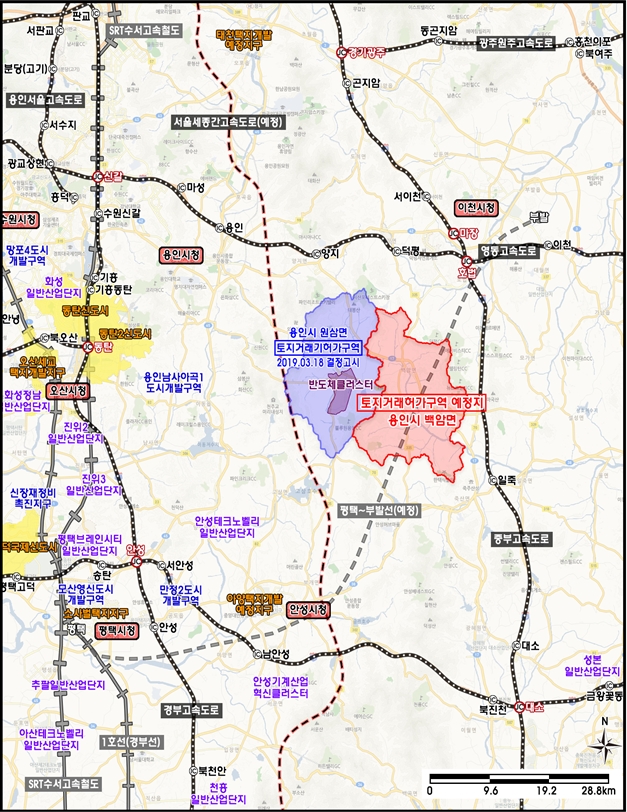 용인 반도체 특화 클러스터 인접한 백암면, 토지거래허가구역 지정
