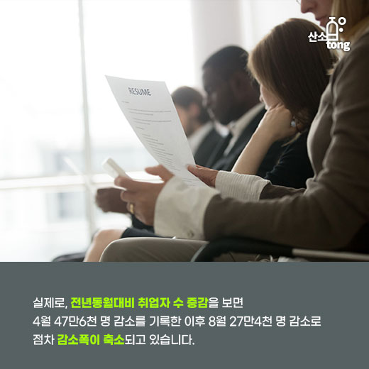 [카드뉴스] 올해 취업자 수 코로나19 영향 3~4월 크게 감소 후 8월까지 감소폭 축소