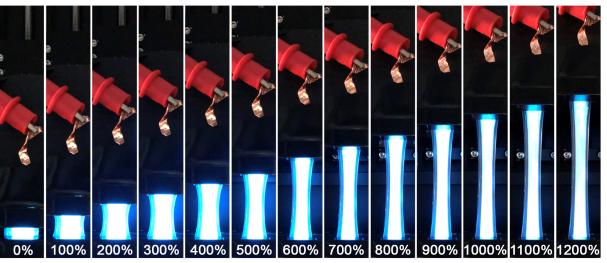 길이의 12배 까지 잡아당겨도 안 찢어지는 이온젤 개발 성공