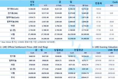 [5월24일] 유럽중앙은행(ECB) 매파적 행보, 유로화 상대적 '강세' 달러 '하방압력'(LME Daily Report)