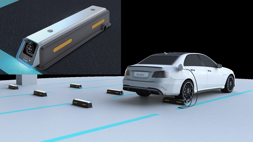 전기차 충전기로 변신한 주차방지턱