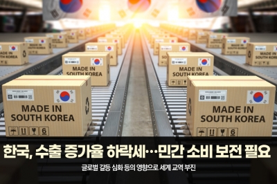 [그래픽뉴스]한국, 수출 증가율 하락세…민간 소비 보전 필요